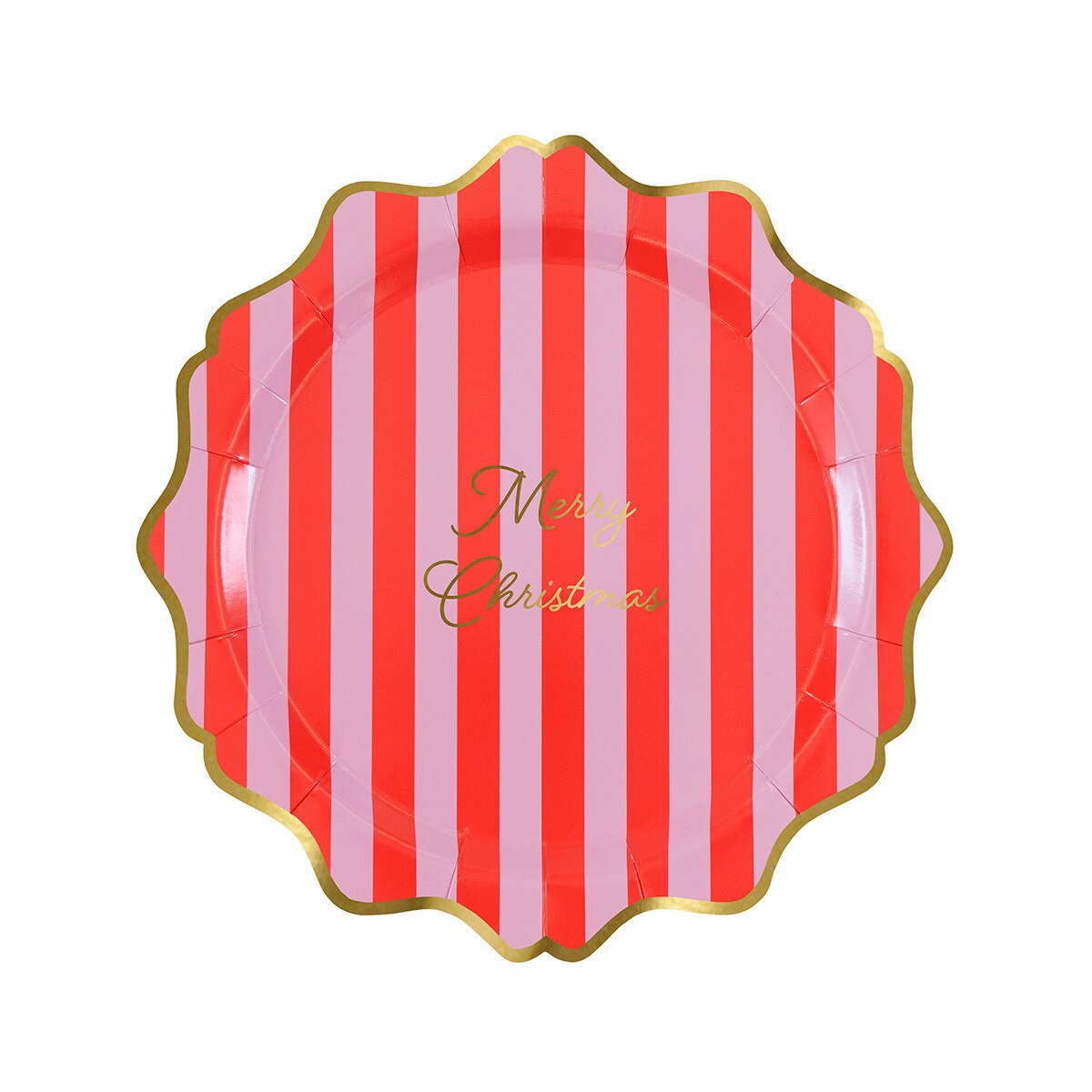 Merry Christmas side plates in blue and green stripes