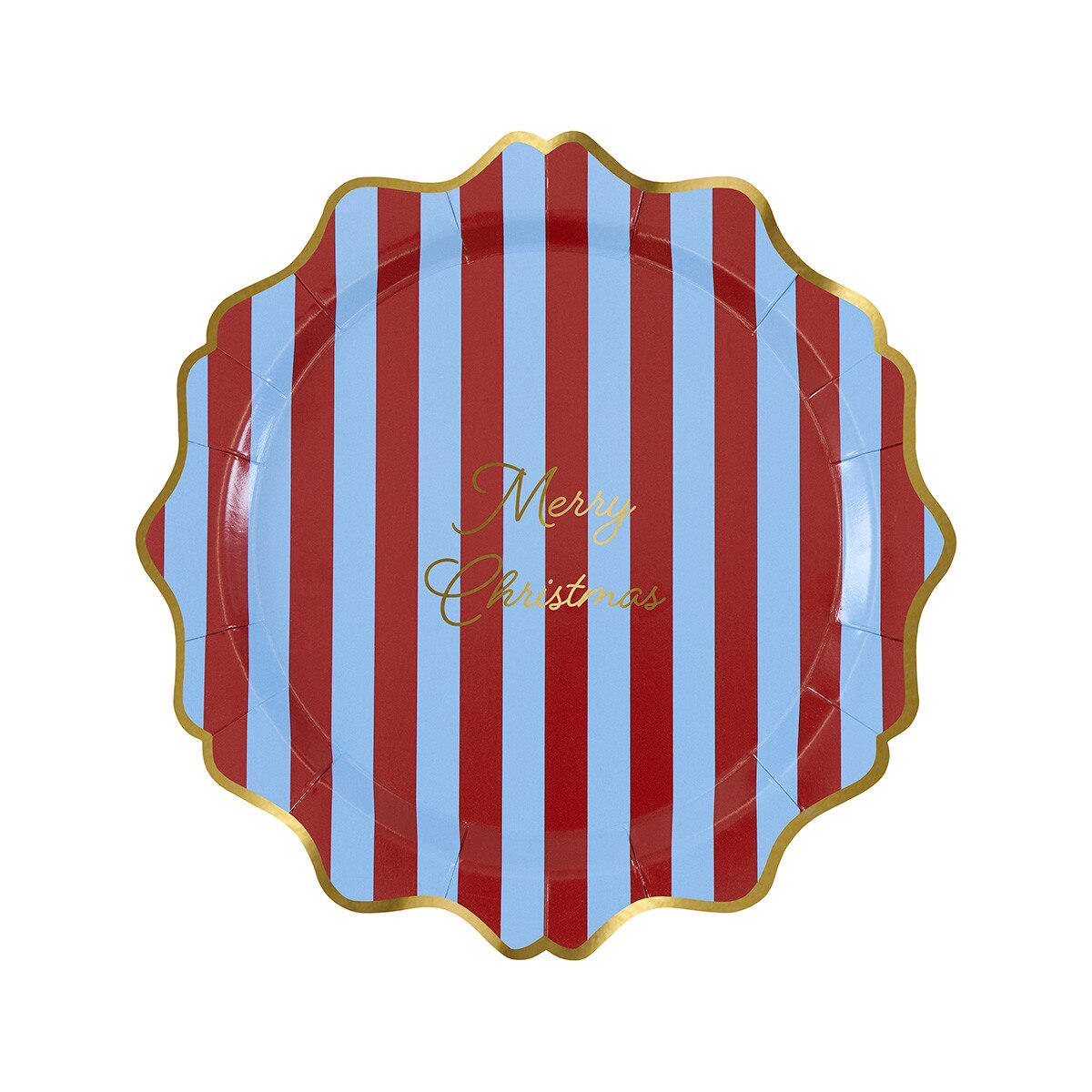 Striped side plates in mint and red with gold foil