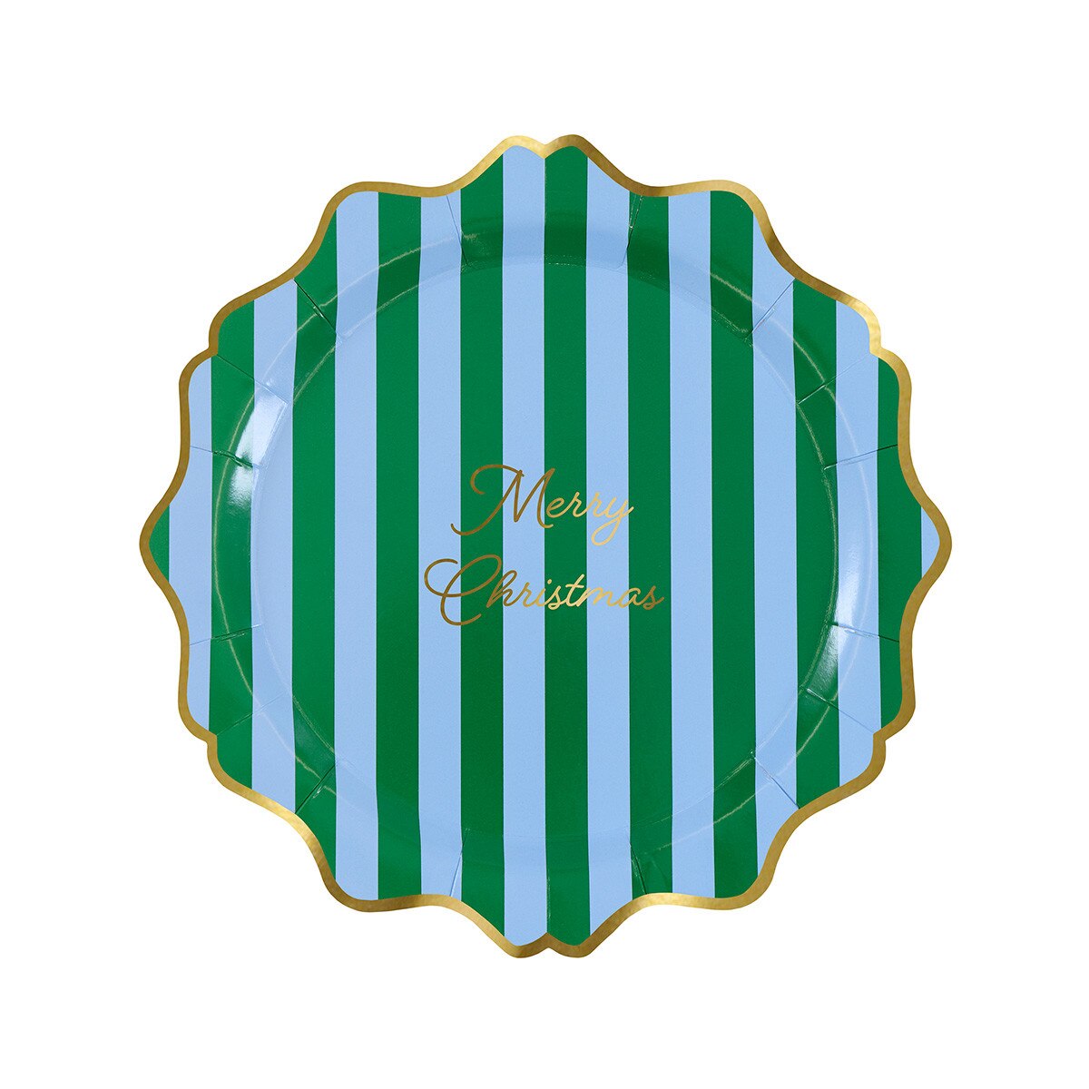 Merry Christmas plates in red and pink stripes