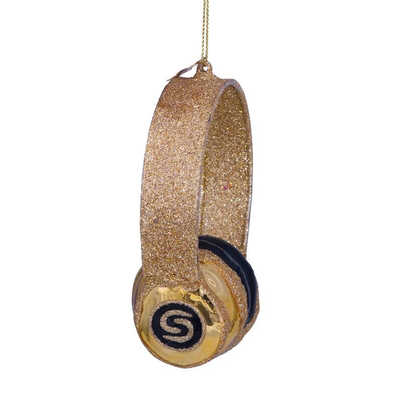 GOLD GLITTER HEADSET GLASS TREE DECORATION - OTHERLETTERS