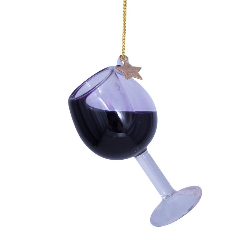 RED WINE GLASS GLASS TREE DECORATION - OTHERLETTERS