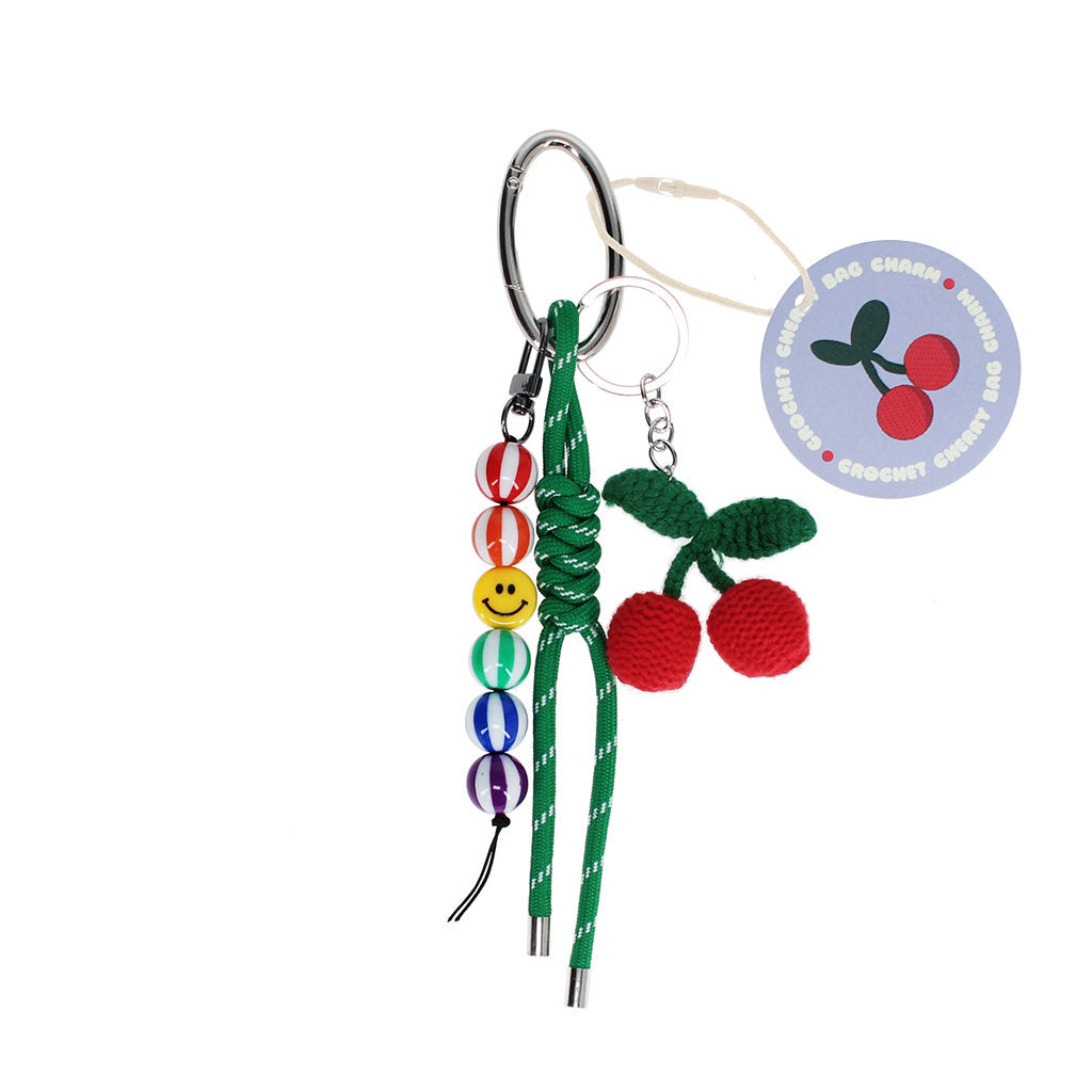 CROCHET CHERRY KEYRING BAG CHARM