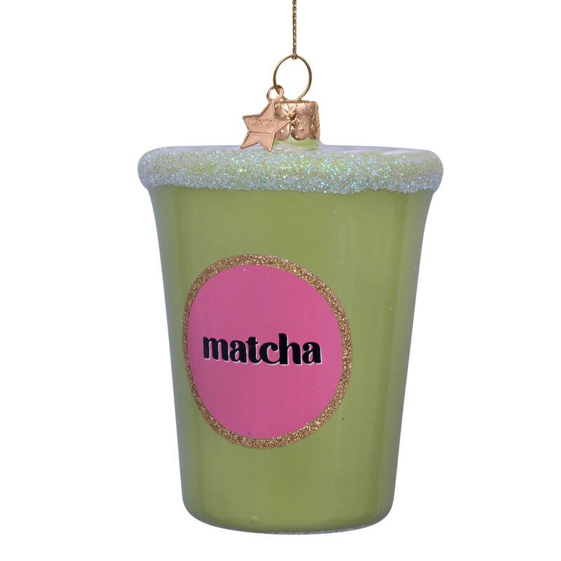 MATCHA TEA LATTE GLASS TREE DECORATION - OTHERLETTERS
