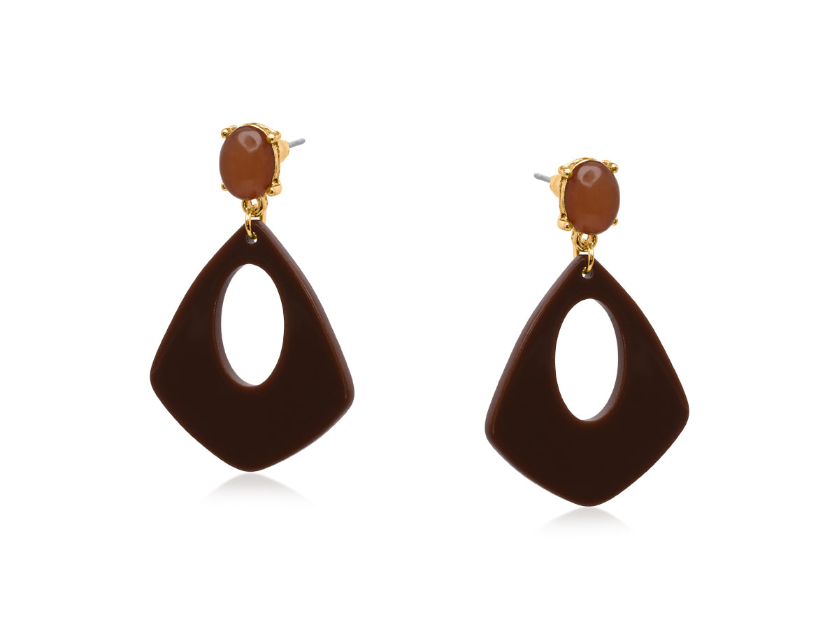 MIN GEO RESIN EARRINGS | BROWN