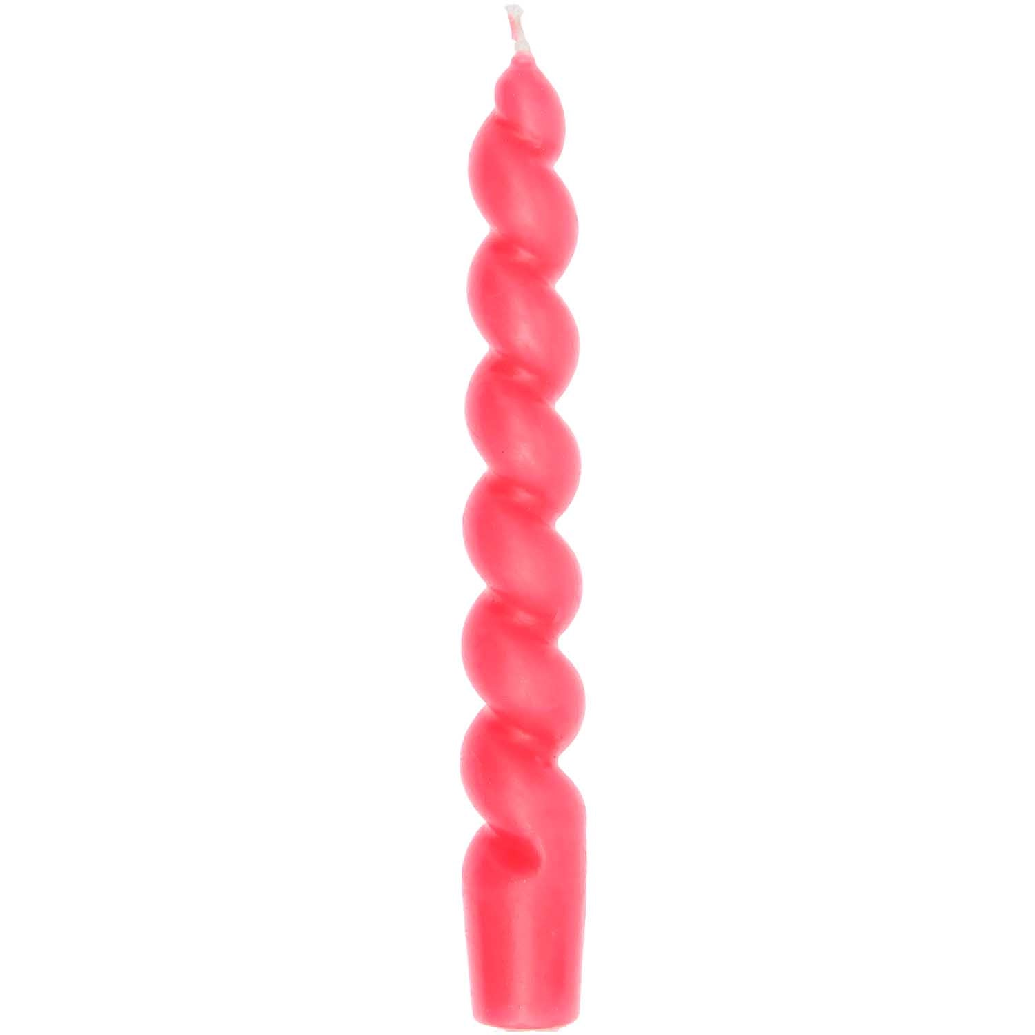 SHORT SPIRAL CANDLE | SOFT NEON PINK