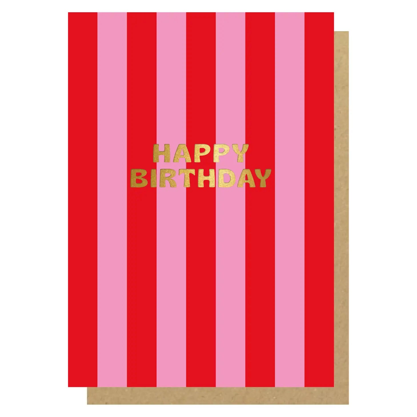 HAPPY BIRTHDAY PINK & RED STRIPE | CARD BY LUCKY INK