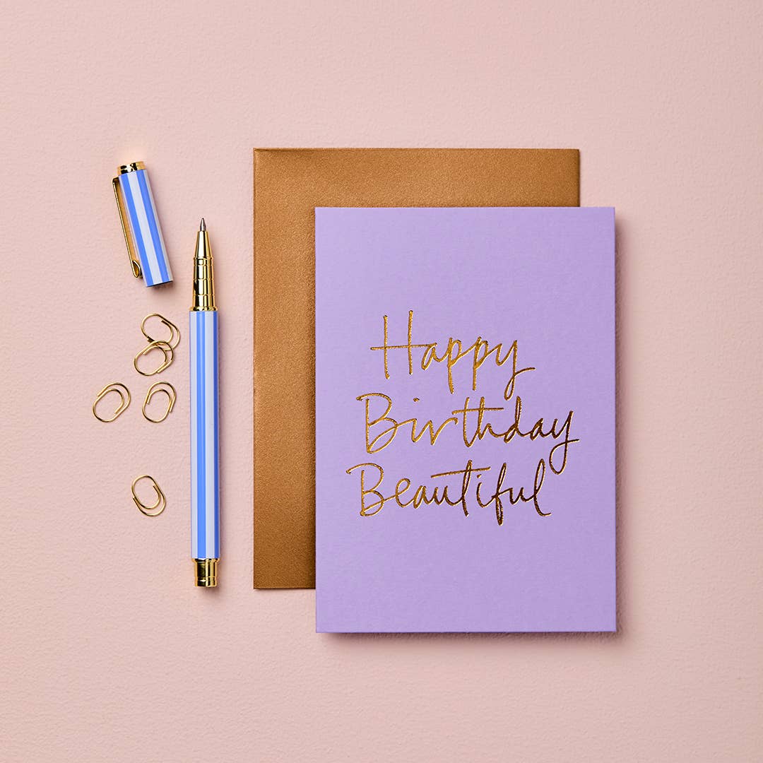 HAPPY BIRTHDAY BEAUTIFUL (LAVENDER) | CARD BY GABRIELLE & CELINE - OTHERLETTERS
