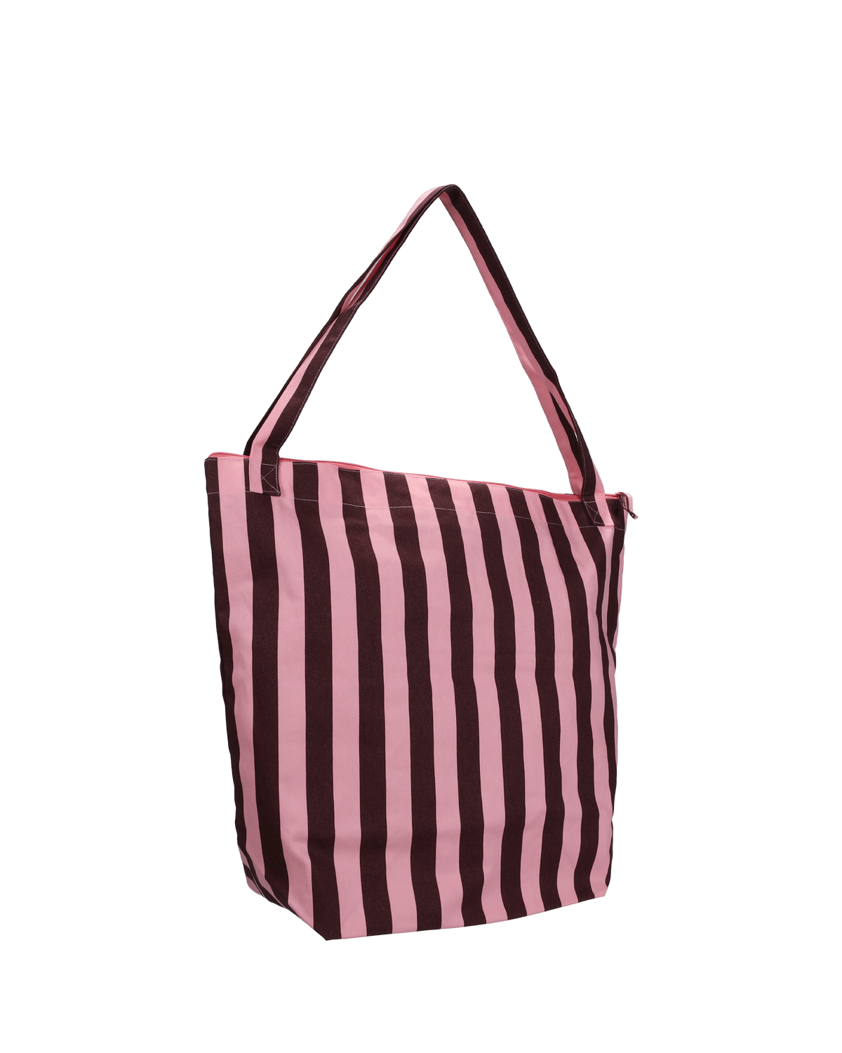 COTTON STRIPED ZIP TOTE BAG - OTHERLETTERS