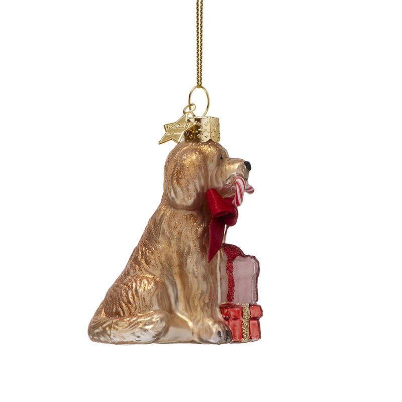 COCKAPOO WITH CANDY CANE GLASS TREE DECORATION - OTHERLETTERS