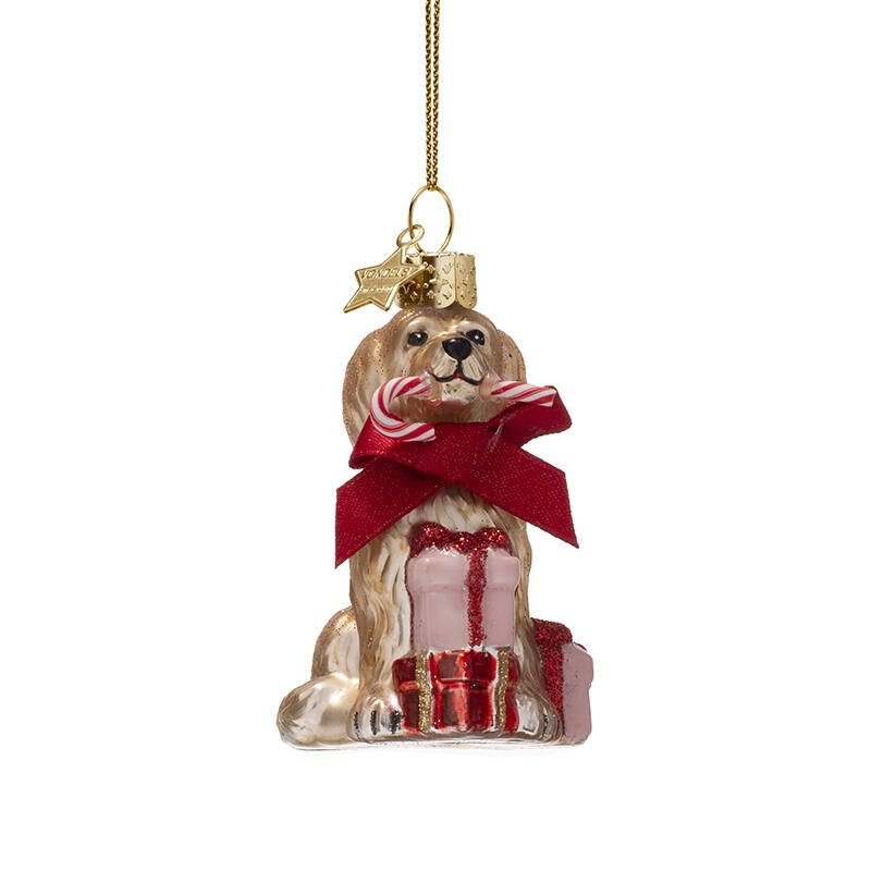 COCKAPOO WITH CANDY CANE GLASS TREE DECORATION - OTHERLETTERS