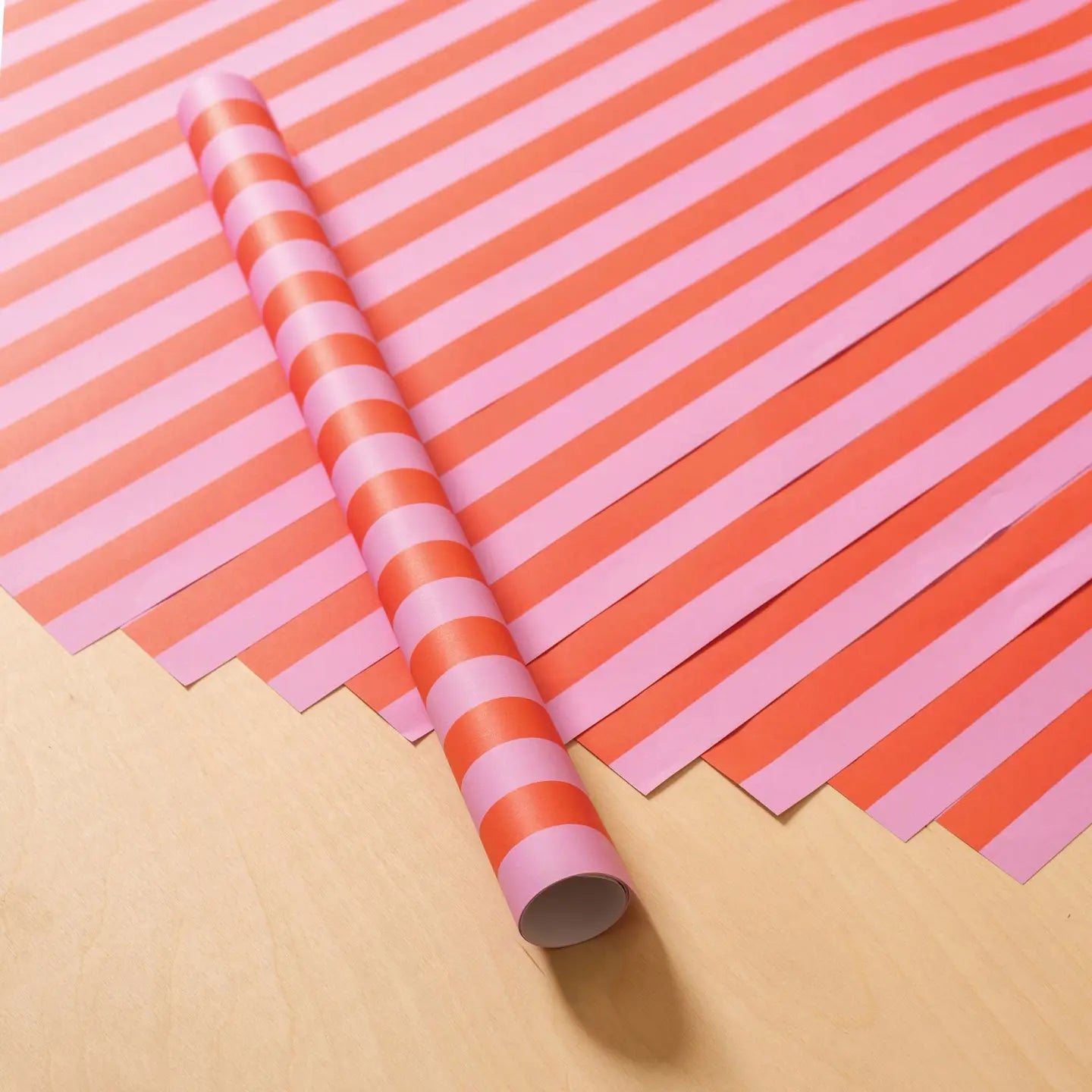 HOT PINK STRIPE WRAPPING PAPER | 3 SHEETS ROLLED