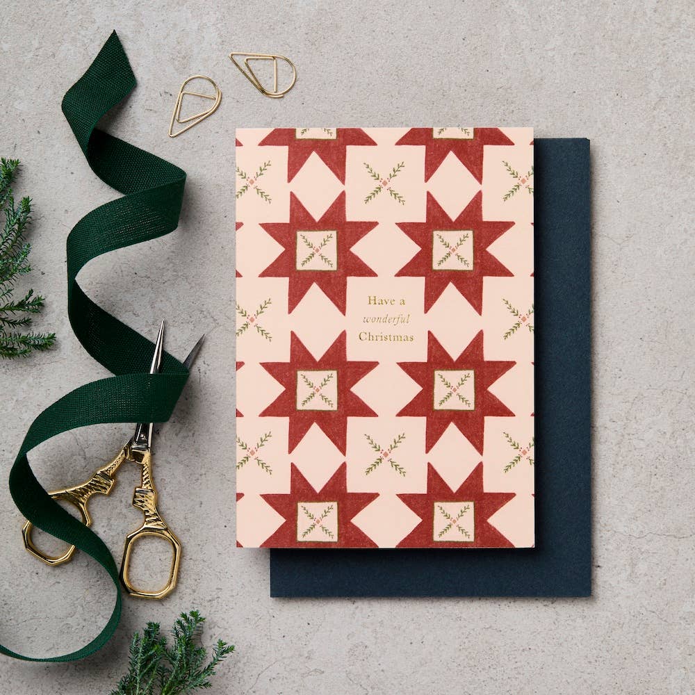 HAVE A WONDERFUL CHRISTMAS QUILT RED | CARD BY KATIE LEAMON