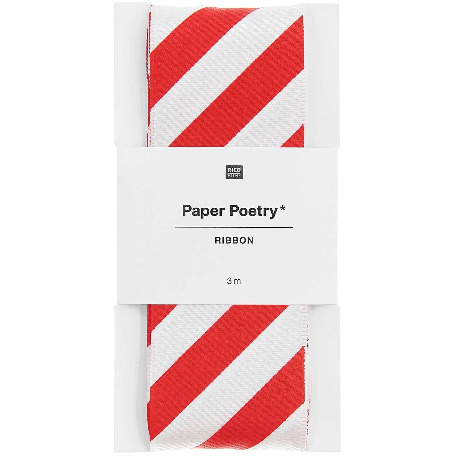 SATIN RIBBON STRIPES | RED/ WHITE 38mm - OTHERLETTERS