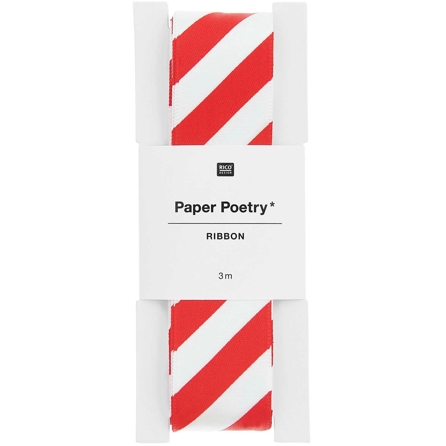 SATIN RIBBON STRIPES | RED/ WHITE 25mm - OTHERLETTERS