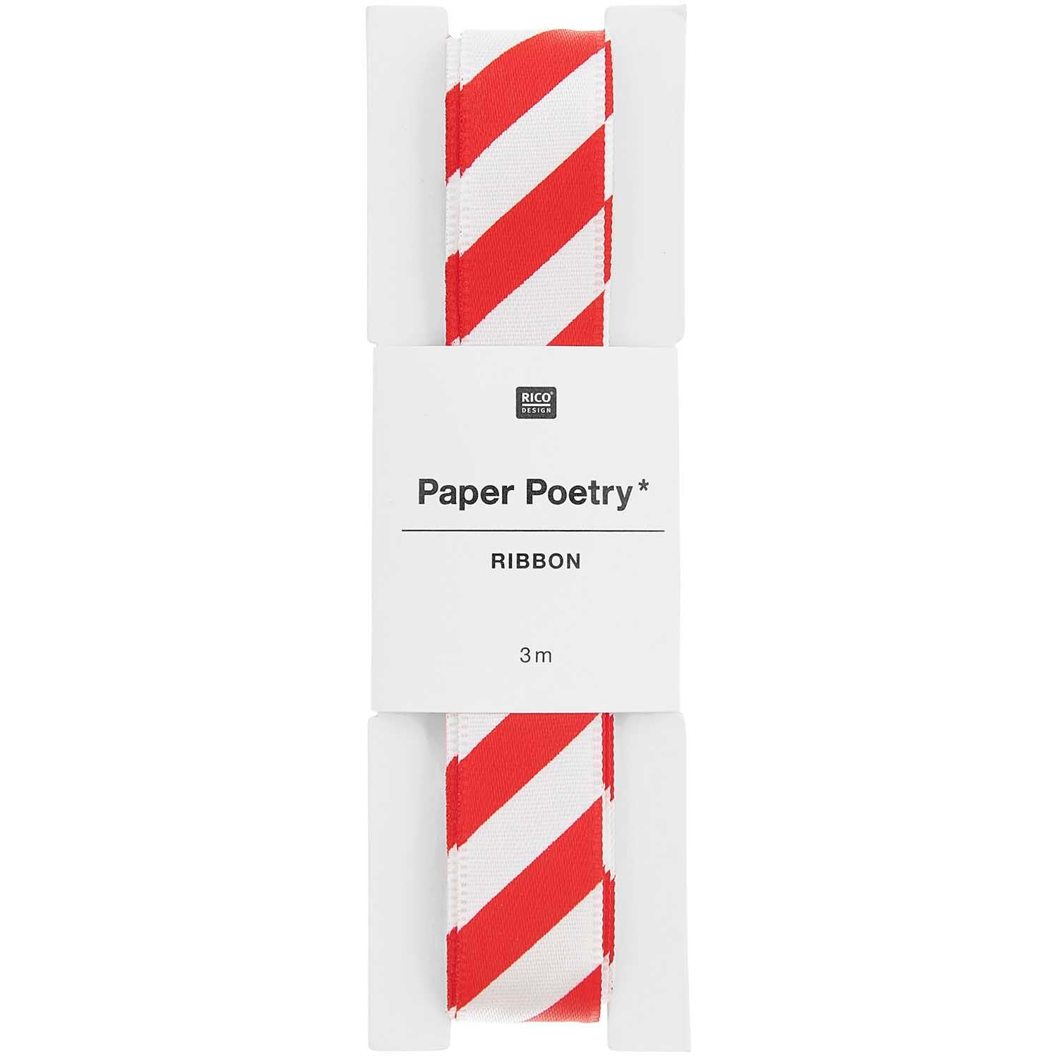 SATIN RIBBON STRIPES | RED/ WHITE 16mm - OTHERLETTERS