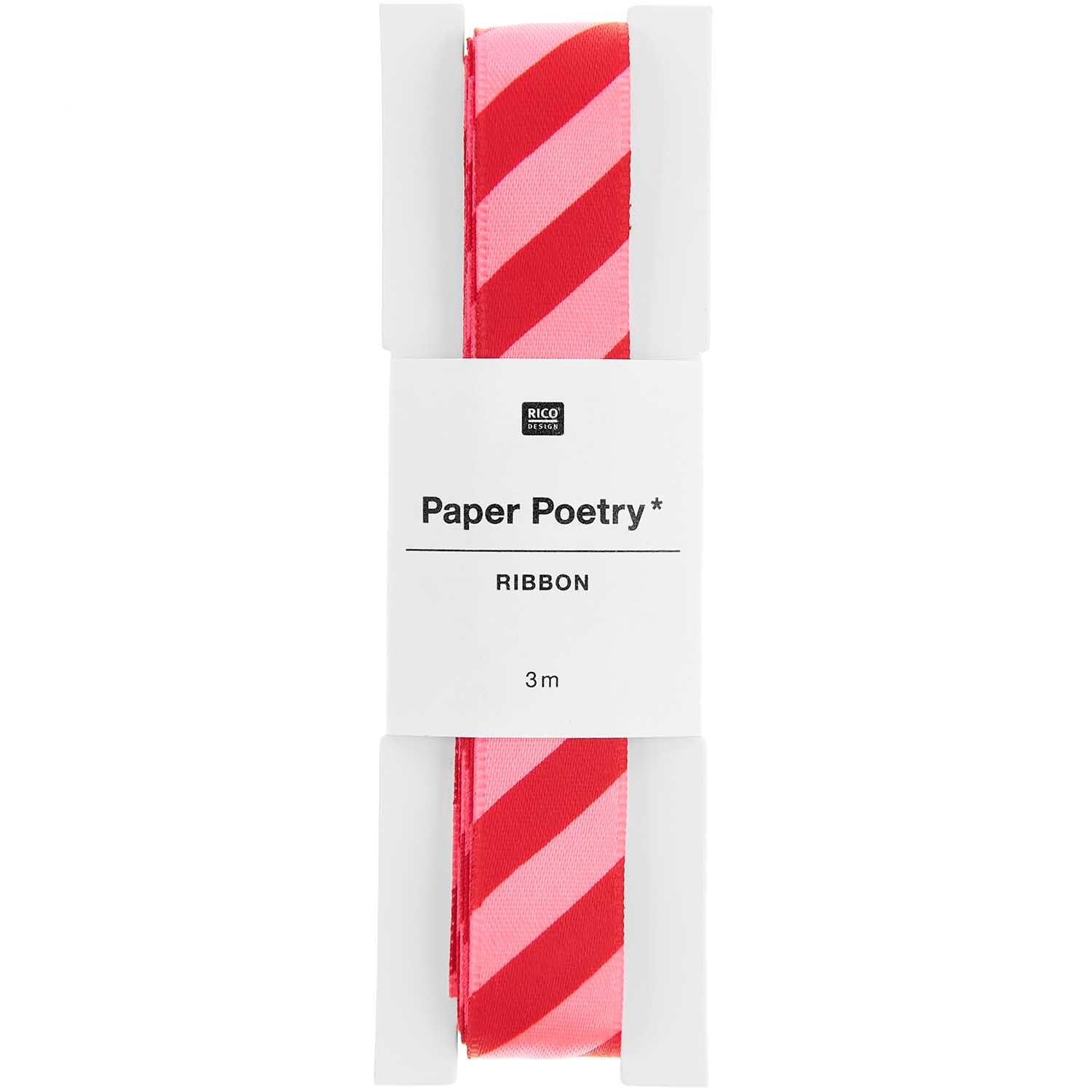 SATIN RIBBON STRIPES | RED/ PINK 16mm - OTHERLETTERS