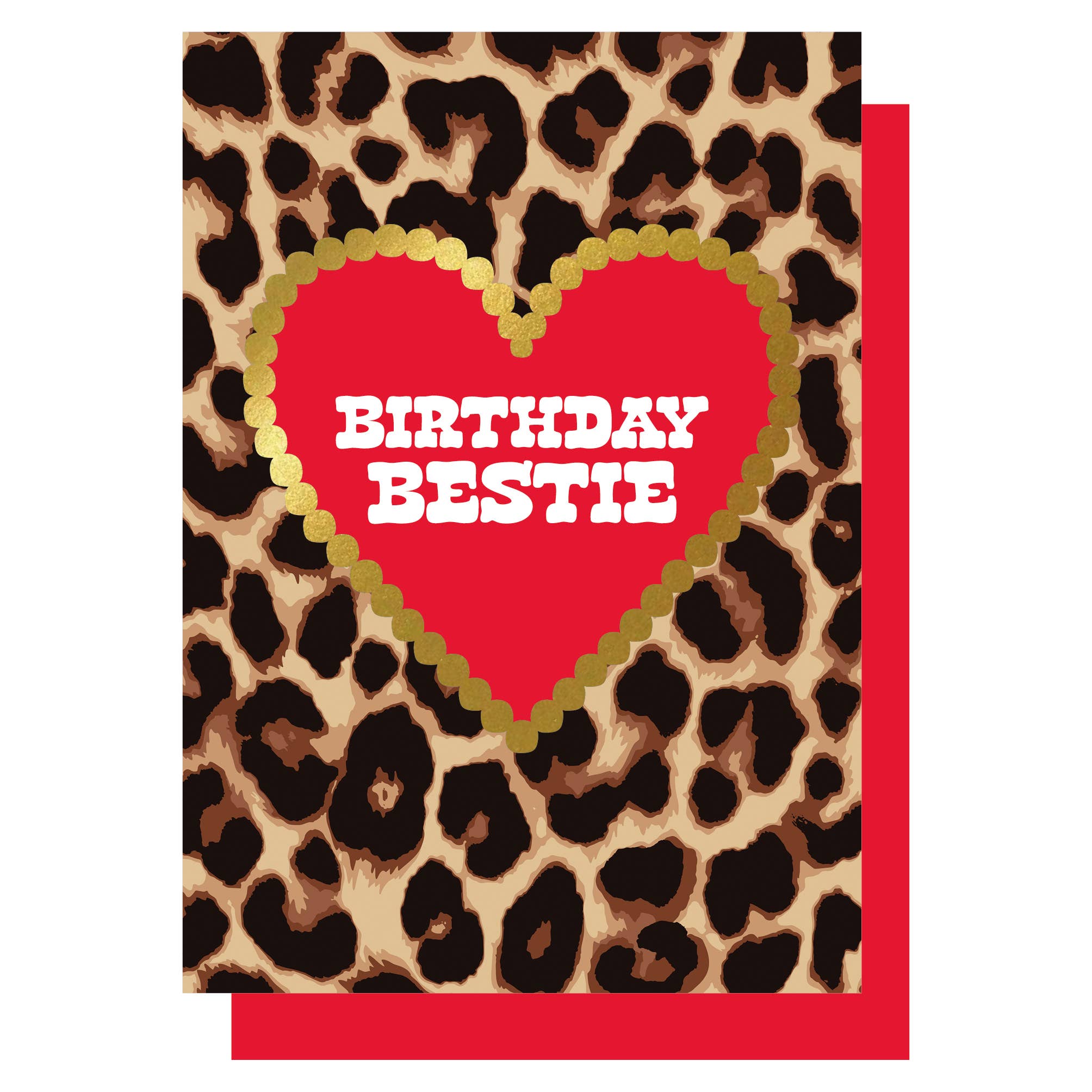 BIRTHDAY BESTIE LEOPARD HEART FOIL | CARD BY LUCKY INK