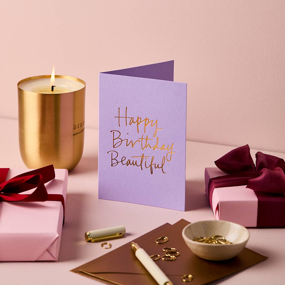 HAPPY BIRTHDAY BEAUTIFUL (LAVENDER) | CARD BY GABRIELLE & CELINE - OTHERLETTERS