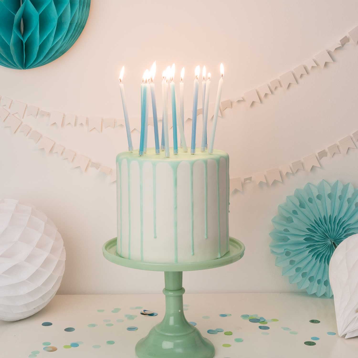 SHORT BIRTHDAY CANDLES | BLUE MIX