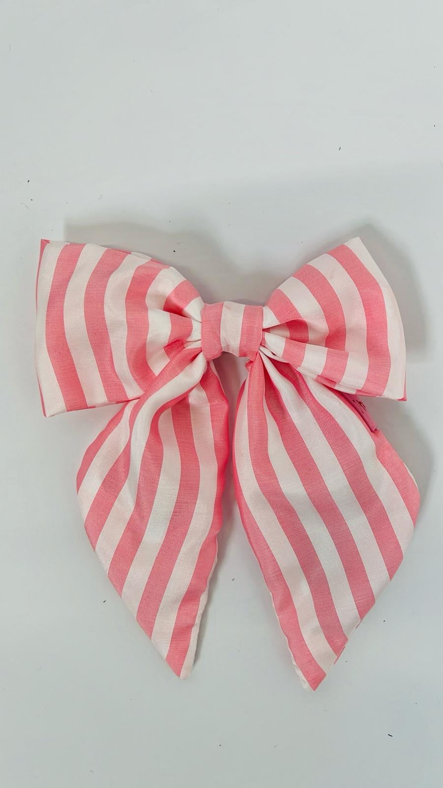 POLLY HAIR BOW (WHITE & PINK STRIPE) | BY THE GIRLS BOWS