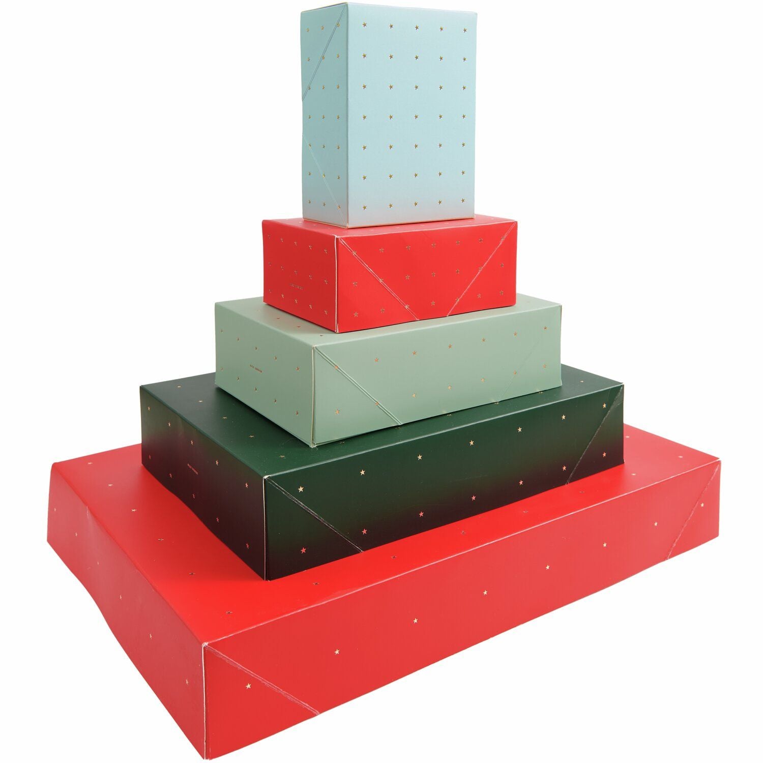 PAPER BOX SET | RED & GREEN w STARS - OTHERLETTERS
