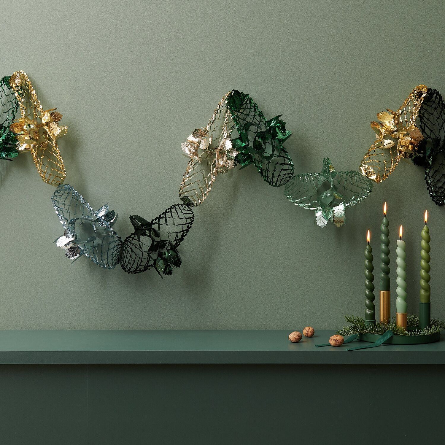 RETRO FOIL GARLAND | GREEN & GOLD MIX - OTHERLETTERS