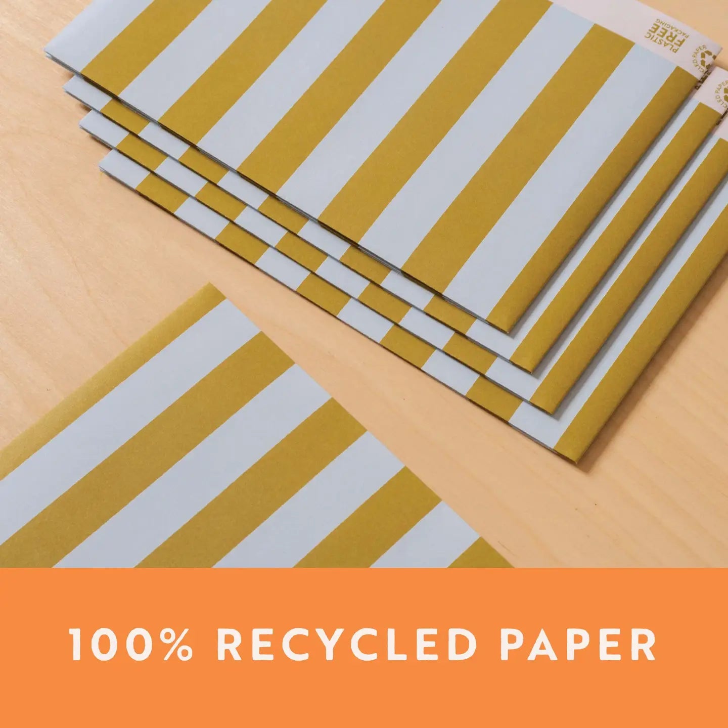 AVOCADO STRIPED WRAPPING PAPER | 3 SHEETS ROLLED