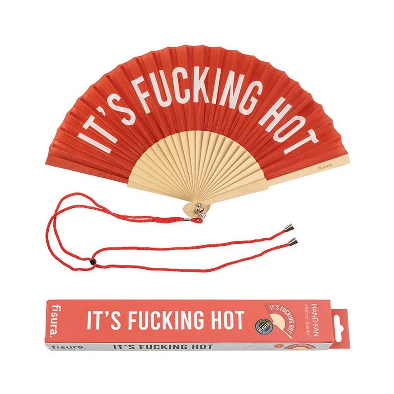 RED & WHITE "IT'S FUCKING HOT" HAND FAN - OTHERLETTERS