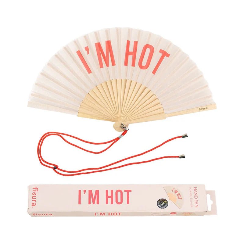 BEIGE "I'M HOT" HAND FAN - OTHERLETTERS