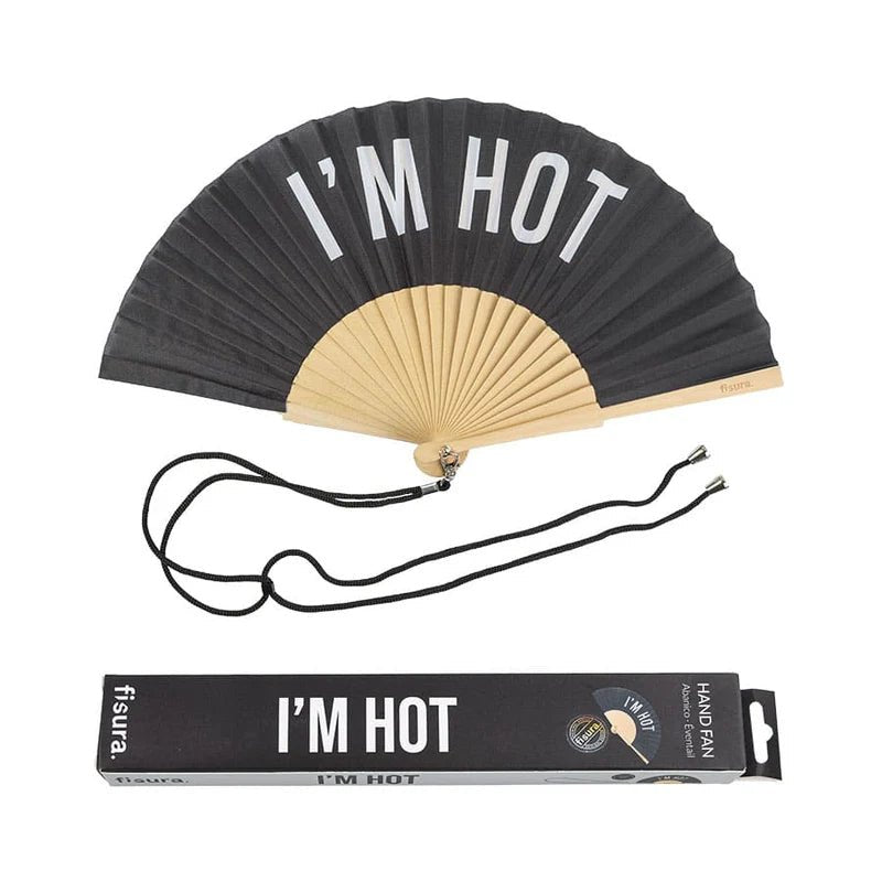 BLACK 'I'M HOT" HAND FAN - OTHERLETTERS