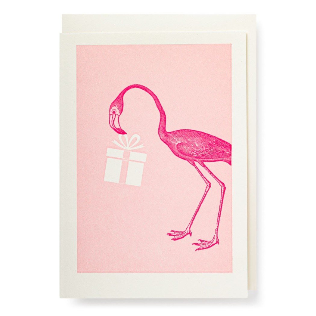 FLAMINGO WITH PRESENT | MINI CARD BY ARCHIVIST