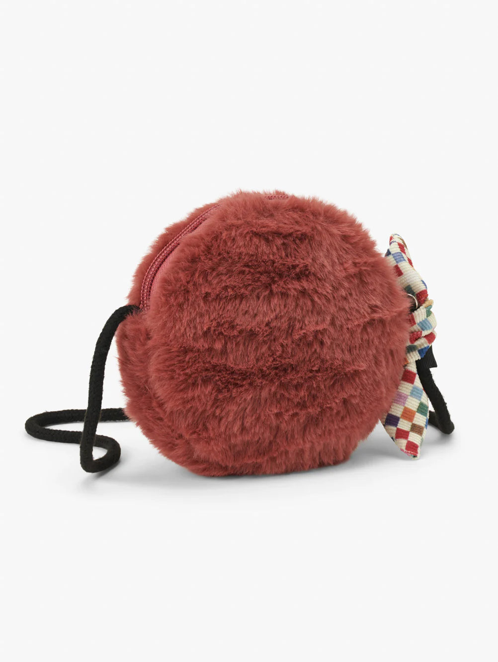 CAT & FLOWER CROCHET PATCH ROUND CROSS BODY BAG FAUX FUR