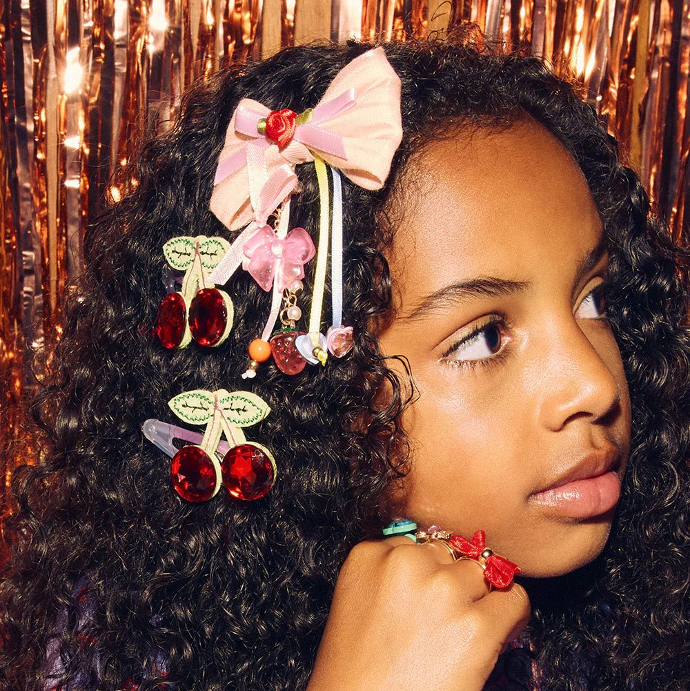 PINK CHARM BOW HAIR CLIP - OTHERLETTERS