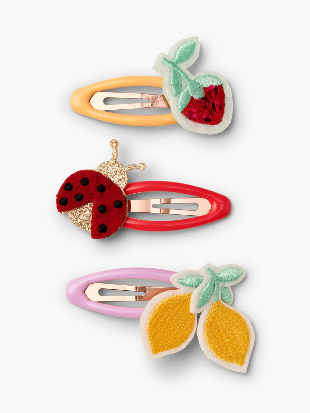EMBROIDERED STRAWBERRY PATCH CLIPS