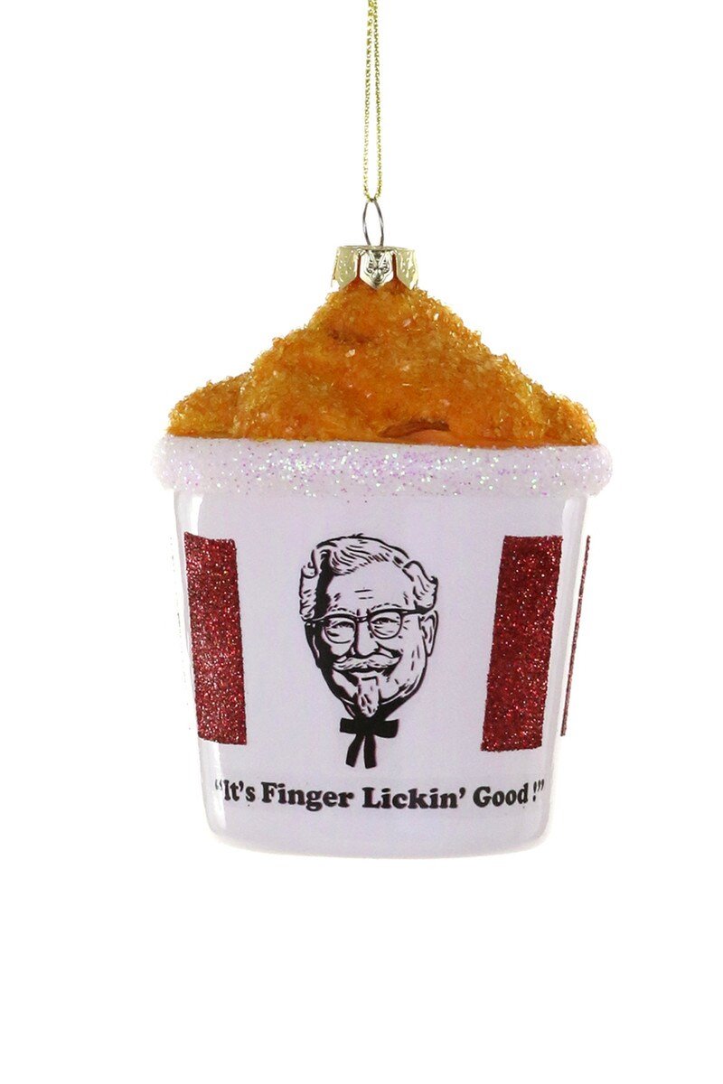BUCKET OF CHICKEN GLASS TREE DECORATION - OTHERLETTERS
