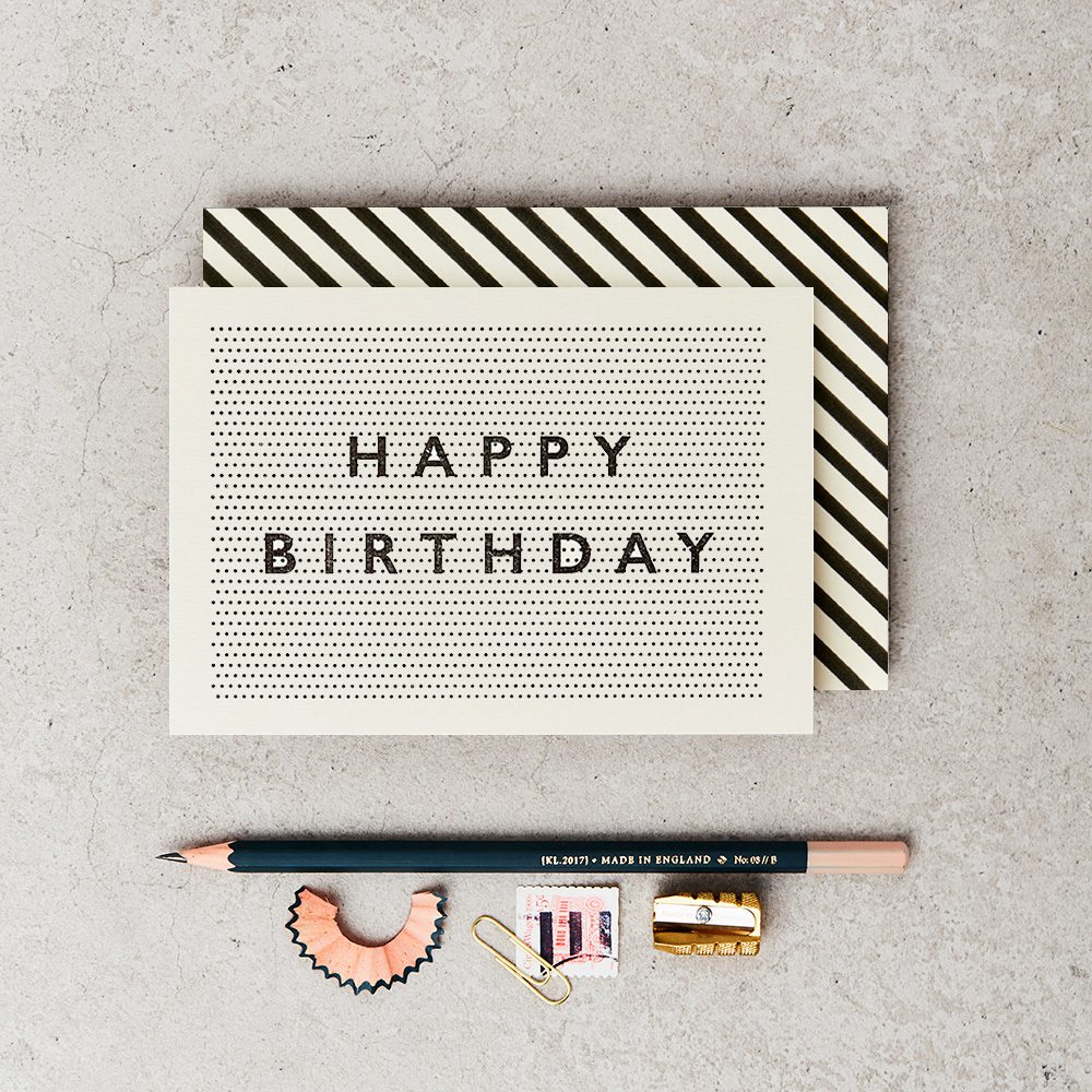 HAPPY BIRTHDAY (PIN POINT BACK GROUND) | CARD BY KATIE LEAMON