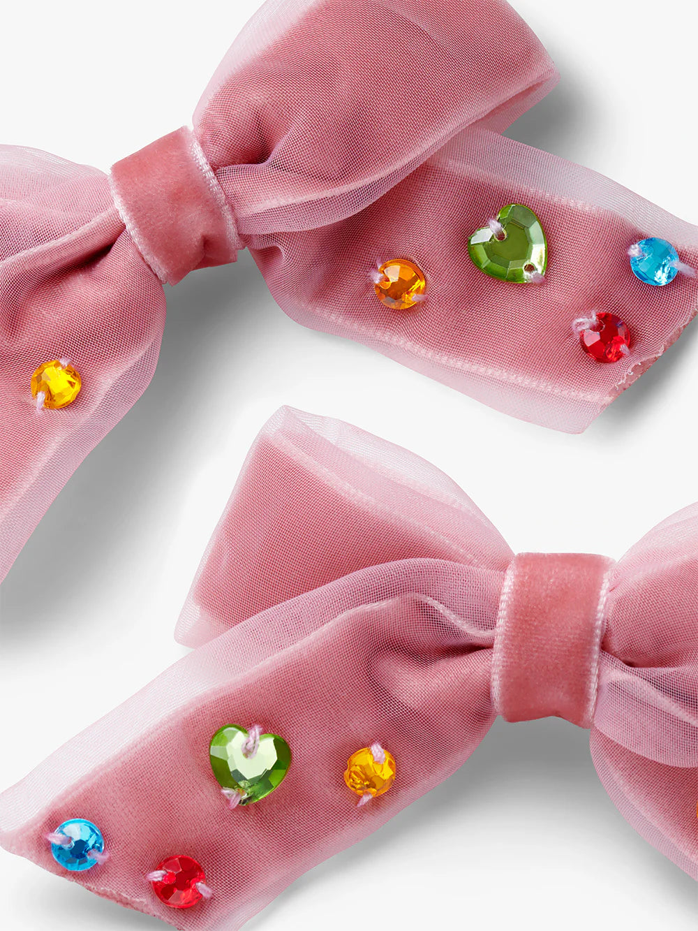 TULLE GEM HAIR BOW CLIPS