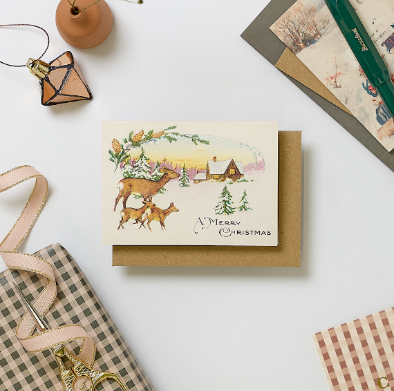 MERRY CHRISTMAS (FAWNS) | MINI CARD BY KATIE LEAMON