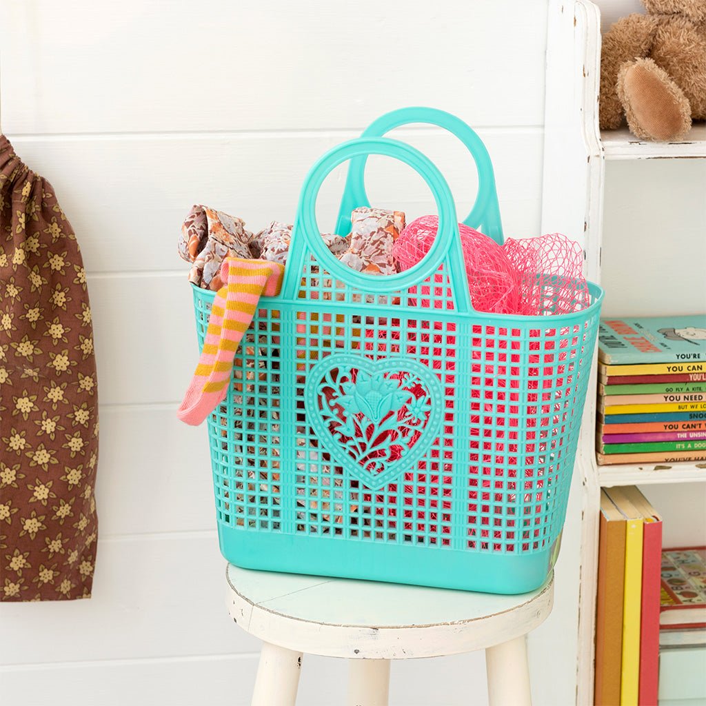 AMELIE PLASTIC BASKET BAG | AQUA - OTHERLETTERS