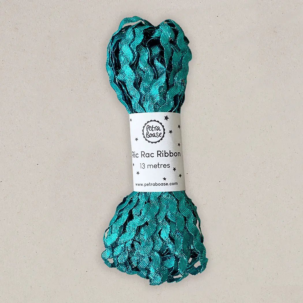 AQUAMARINE METALLIC RIC RAC RIBBON 13m | BY PETRA BOASE - OTHERLETTERS