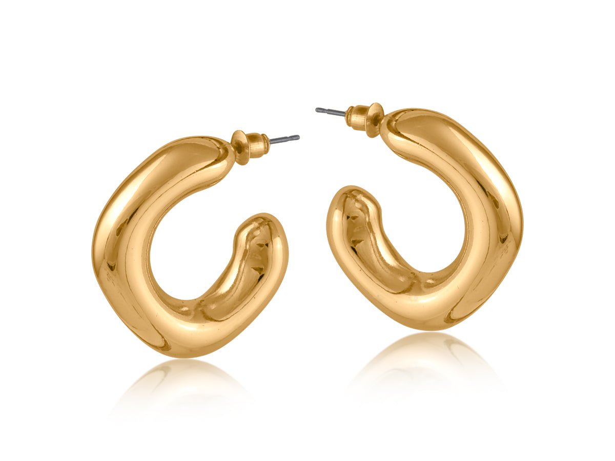 ATHENAIS ORGANIC SHAPE HOOP EARRINGS | GOLD - OTHERLETTERS