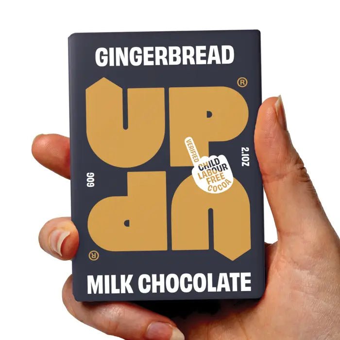 GINGERBREAD MILK CHOCLATE MINI BAR BY UP UP CHOCOLATE 60G - OTHERLETTERS