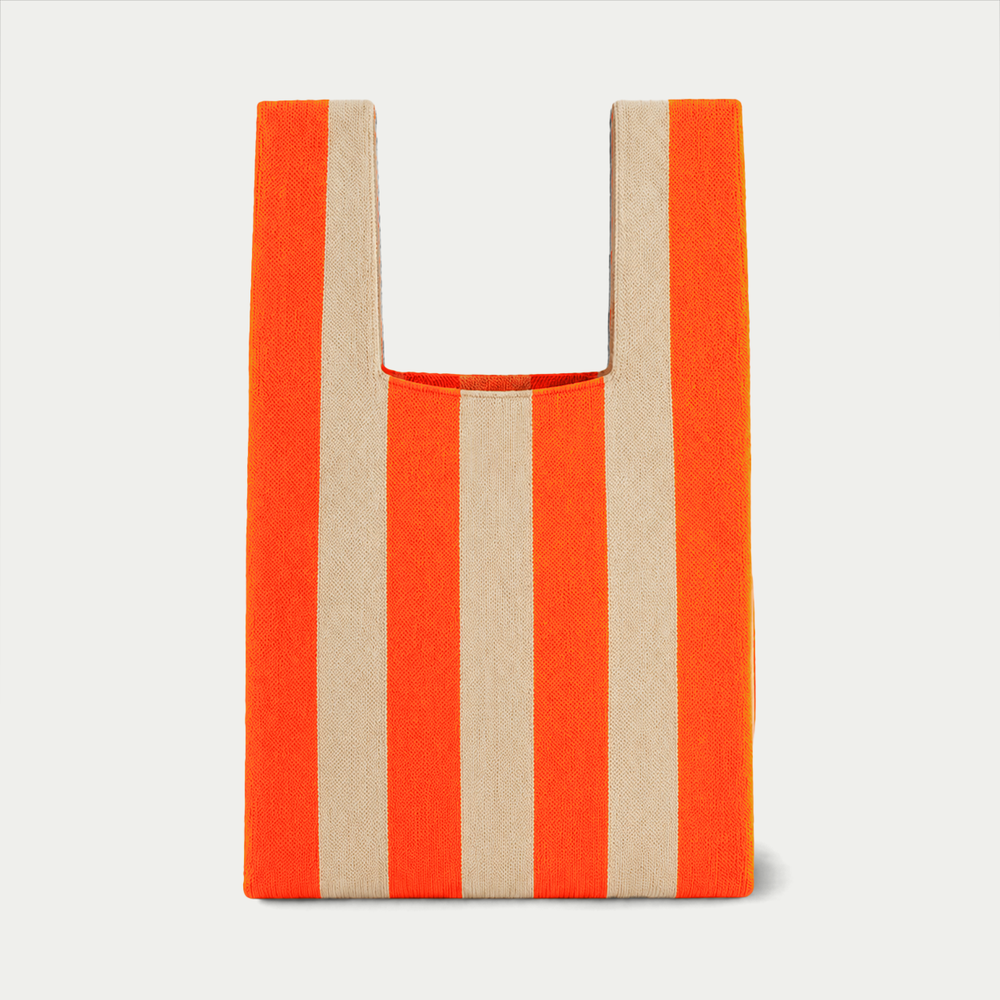 ORANGE CLASSIC STRIPE KNITTED BAG | MEDIUM