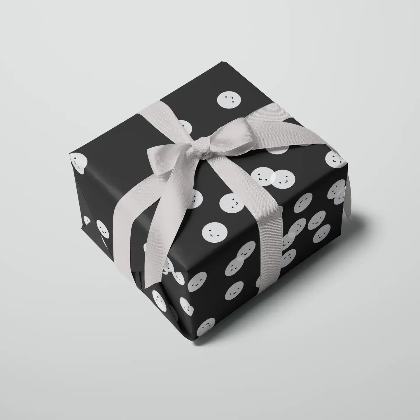 BLACK SMILES FACE GIFT WRAP | 3 SHEETS ROLLED - OTHERLETTERS