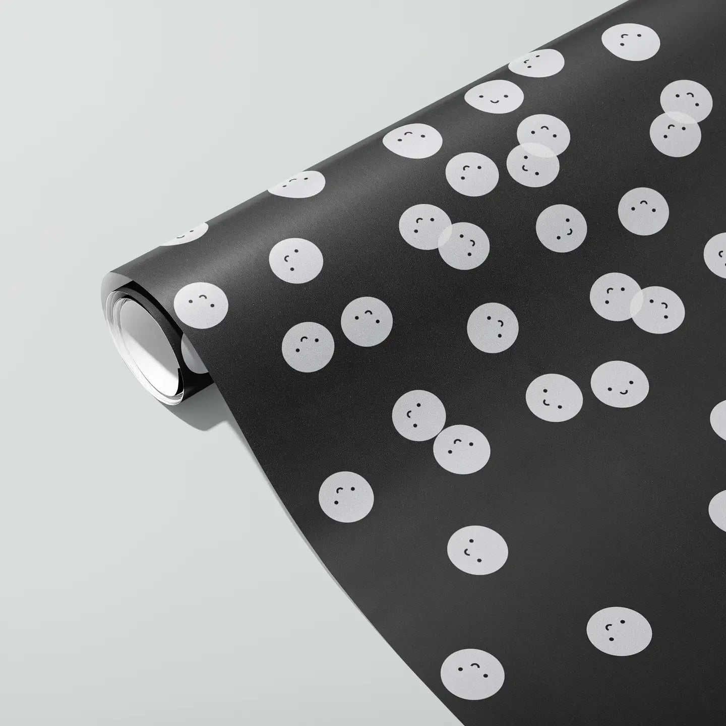 BLACK SMILES FACE GIFT WRAP | 3 SHEETS ROLLED - OTHERLETTERS