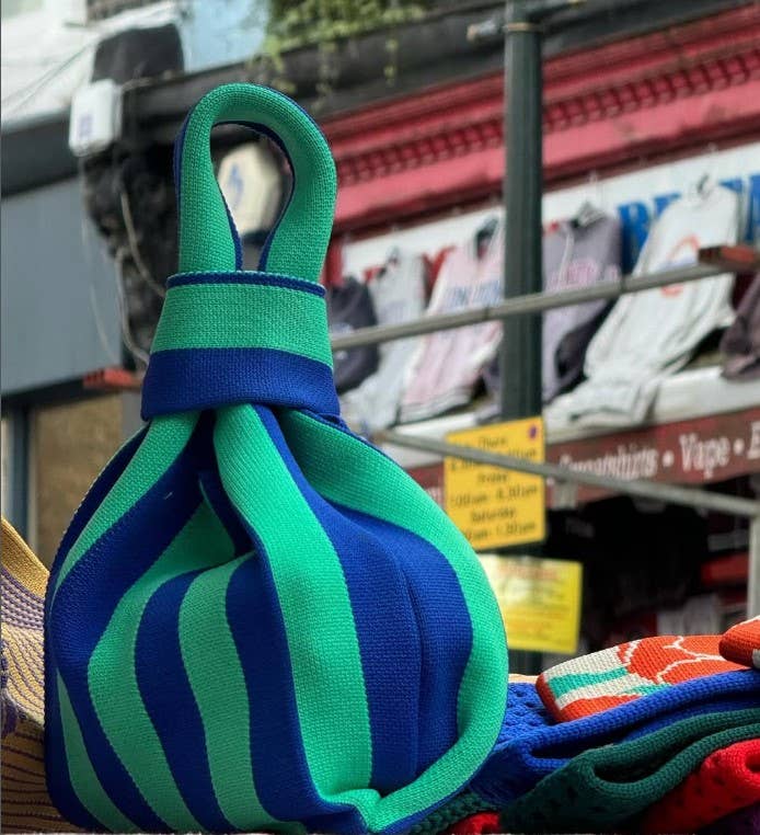 BLUE & GREEN CLASSIC STRIPE KNITTED BAG| SMALL - OTHERLETTERS