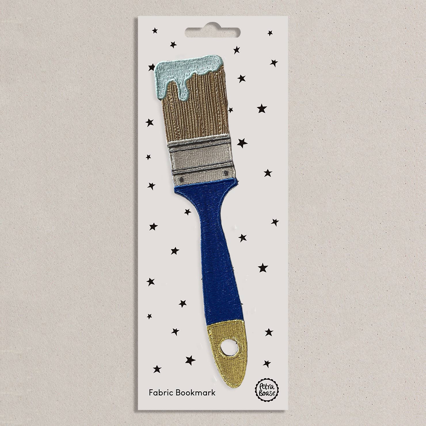 BLUE PAINT BRUSH EMBROIDERED FABRIC BOOKMARK - OTHERLETTERS