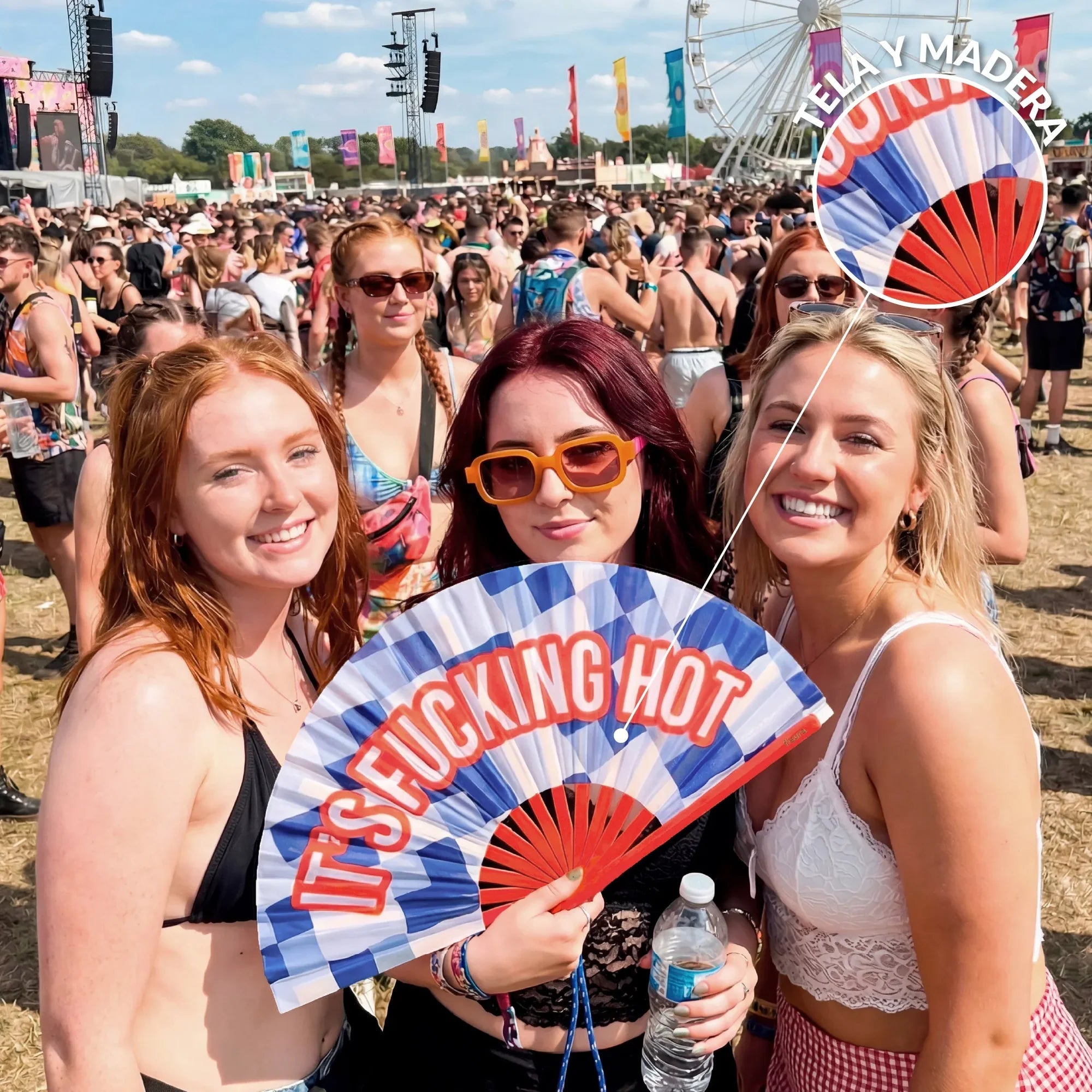 BLUE & RED IT'S FUCKING HOT HAND FAN XXL - OTHERLETTERS