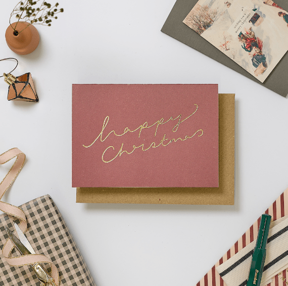 BURGUNDY HAPPY CHRISTMAS | CARD BY KATIE LEAMON - OTHERLETTERS