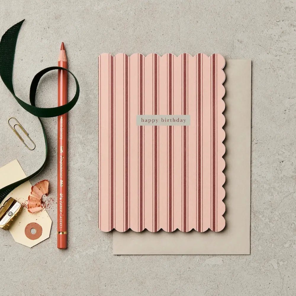 BURGUNDY PINK HAPPY BIRTHDAY STRIPE | CARD BY KATIE LEAMON - OTHERLETTERS